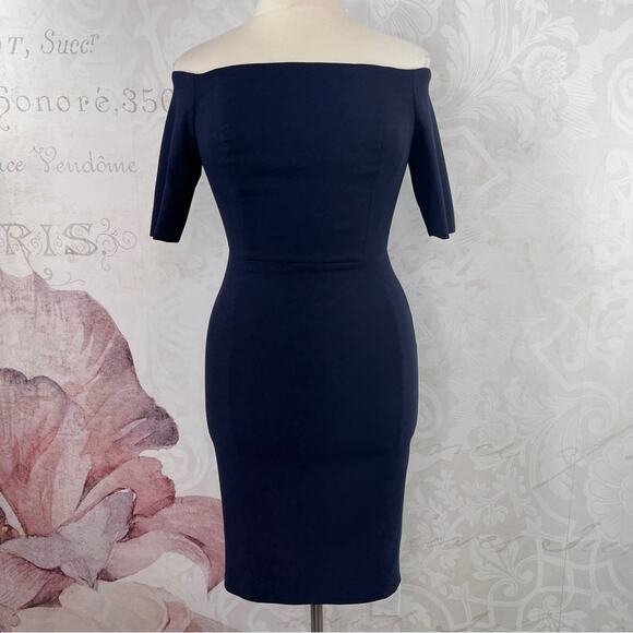 Calvin Klein navy off-shoulder sheath dress size 10 - Picture 1 of 9